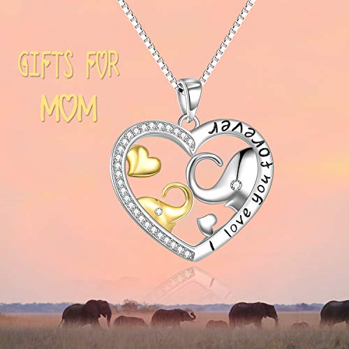 YFN Elephant/Wolf/Penguins/Cats/Foxs/Dinosaur/Ostrich Bird Necklaces Elephant Gifts 925 Sterling Silver I Love You Forever Cute Animal Jewelry for Women2