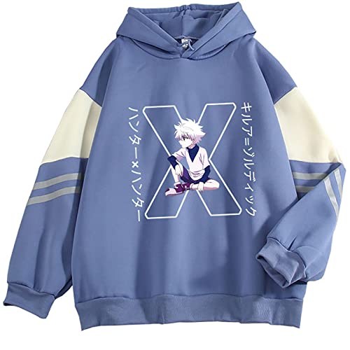flowereyes Sudadera con Capucha Hunter X Hunter Killua Unisex Hunter X Hunter Killua Zoldyck Sudadera con Capucha de Choque de Colores Harajuku Casual Killua Zoldyck Camiseta Suelta de Color Caramelo Cover