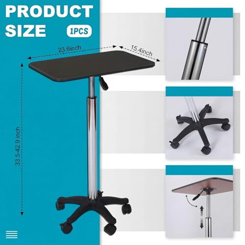 Nuanchu Pool Bar Poolside Table with Wheels 34-43 Inch Adjustable Height Black Outdoor Poolside Table Above Ground Pool Side Bar Towel Rack for Swimming Patio Accessories by Nuanchu - Image 2