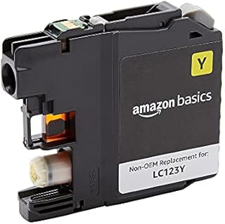Amazon Basics Remanufactured Standard-Yield Inkjet Cartridge, Replacement for Brother LC123, Standard, Yellow, Pack of 1