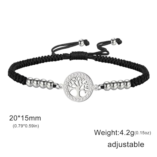 Dreamtimes Tree of Life Bracelet for Women Family Tree Bracelet Rope Bracelet Handmade Braided Rope Adjustable Bracelet Delicate Jewelry (Black) by Dreamtimes - Used condition - Image 5