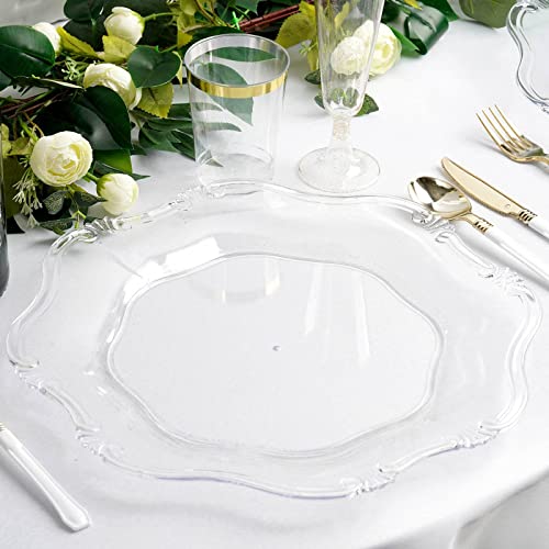 Efavormart 6 Pack 13" Clear Acrylic Round Baroque Charger Plates Dinner Charger Plates For Weddings Events #TOP14