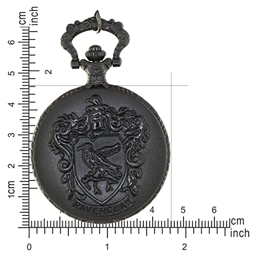 Fobtime Vintage Black Eagle Ravenclaw Quartz Pocket Watch Necklace Retro Analog Chain Copper Men Women Children Kids Gift 1 Pc Necklace 1 Pc Clip Key Rib Chain #TOP6