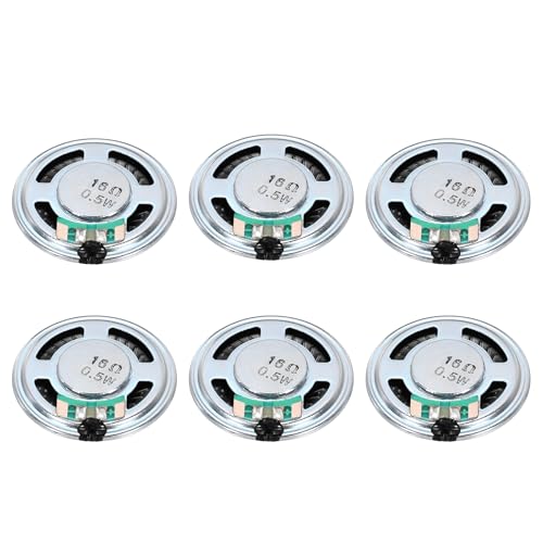 QUARKZMAN 6pz 0,5W 16 Ohm Altoparlanti Piccoli Guscio Metallico Tondi Altoparlante Magnetica Interno per Altoparlanti Mini DVD EVD Multimedia Mobile Portatile Macchina Pubblicitaria