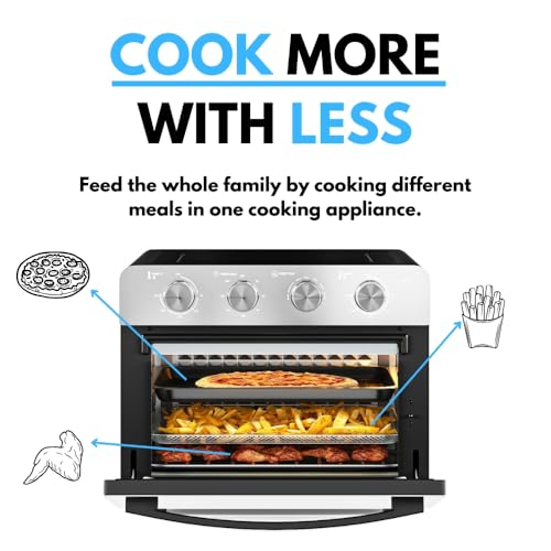 Ometa Mirrored 25L Air Fryer Oven with 7 Cooking Functions & Accessories, Rotisserie, Bake, Dehydrate, Defrost, Pizza, Countertop Convection Mini Oven with 360° Hot Air Circulation - Image 7
