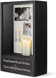 TJ.MOREE Memorial Gifts in Memory of Loved One Gifts Sympathy Gifts for Loss of Mother Father Remembrance Shadow Box - Because Someone We Love is in Heaven There is a Little Bit of Heaven in Our Home