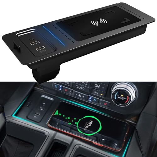 QXZcar Vehicles Wireless Charger for Ford F-150 2015-2020, Car Center Console Qi Charging Station Pad Fits F150 Accessories