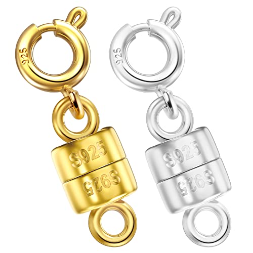 Ofiuny Necklace Clasps and Closures 925 Sterling Silver Mini Magnetic Jewelry Clasp Connector for Bracelets Chain Extender(Made in Italy)