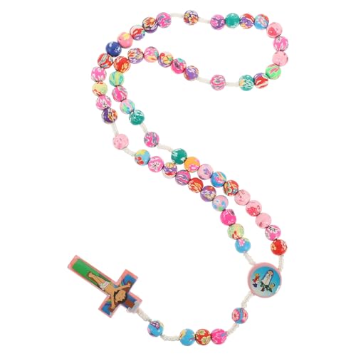 ERINGOGO Collar de Cruz Delicado de Arcilla Polimérica y Madera para Mujer, Cómodo para Uso Diario y Navidad, Estilo Moderno y Elegante