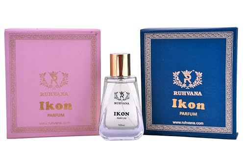 Image of Ruhvana's Ikon Perfume Spray for Men - 100ml Woody Spicy Long-Lasting Fragrance|Citrus, Cardamom Sandalwood And Leathery| Ambery & Musky| Apparel Parfum|Premium Scent|Perfect For Gift|Eau De Parfum | Premium Attar Perfume Oil for Daily & Special Use