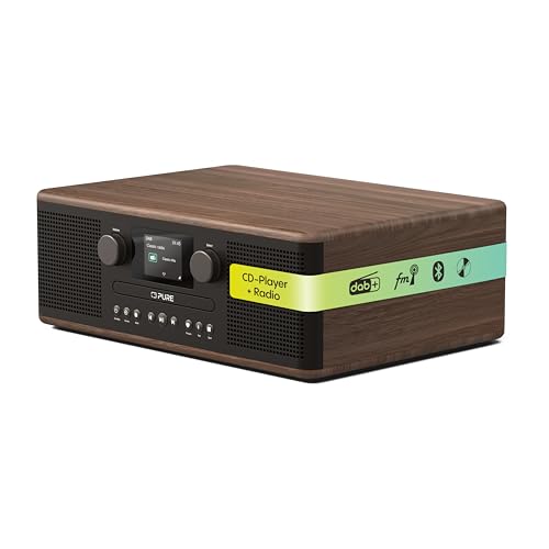 Pure Classic C-D6 Music System (CD Player DAB+/FM Bluetooth AUX USB Alarm Sleep Timer) Coffee Black/Walnut