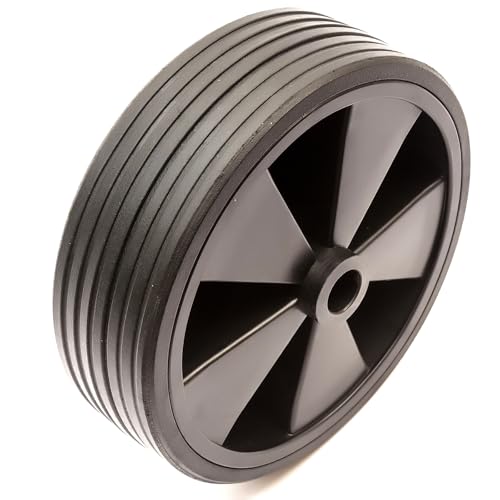 Jockey Wheel 210mm x 65mm Solid Rubber Wide Tyre Black Line Tread 20mm Diam x 87mm Length Bore Trailer Caravan Jockey Wheel Replacement