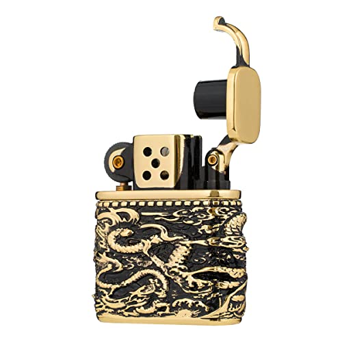 Encendedor estilo antiguo dragón chino dorado miniatura 3