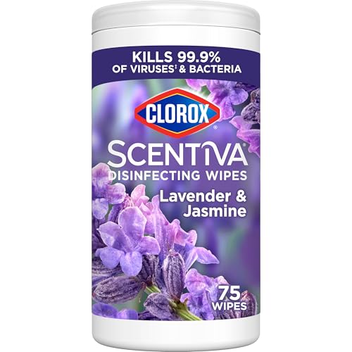 Image of Clorox Scentiva Disinfecting Wipes, Lavender and Jasmine, Antibacterial, 75 Count
