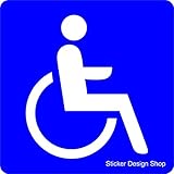 2er Set Rollstuhl Rollstuhlfahrer Behinderten Aufkleber Vinyl Stickers in Blau 8cm