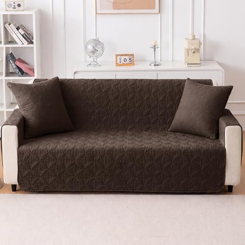 Image of HOKIPO 100% Leakproof Quilted Cushion Cover for Sofa 22x22 Inches, Set of 2, Espresso Brown (AR-6281-DBR*2)
