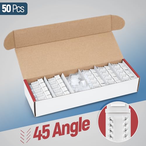 Image of Everest 45 Degree RJ45 Cat6 Keystone Jacks Slim Profile 50-Pack White | Compatible with 45 Angled Speed Termination Tool - 45Term (B0BL3GS7ZY)