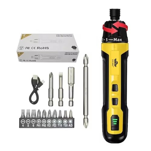 LYUWO 3.6V Mini Electric Screwdriver Kit - Professional 6 Adjustable Torque Settings, USB Rechargeable, LED Light, 14-Piece Sockets, with Charging/Circuit/Temp Protection (Compact Power Tool)