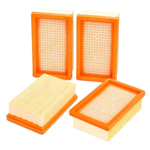 4 Piezas de Filtro Plisado Plano Compatible con Kärcher WD4, WD5, WD6, MV4, MV5, MV6, Filtro de Pliegues Plano Repuesto para Pieza 2.863-005.0, para Aspiradoras en Seco y Húmedo