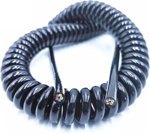 Cable espiral de alimentación extensible de 3 núcleos negro resorte 2.7m 5