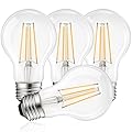 LUXRITE Vintage A19 LED Light Bulbs 60W Equivalent, 2700K Warm White Dimmable, 800 Lumens, Standard LED Edison Bulb 8W, UL Listed, E26 Base (4 Pack)