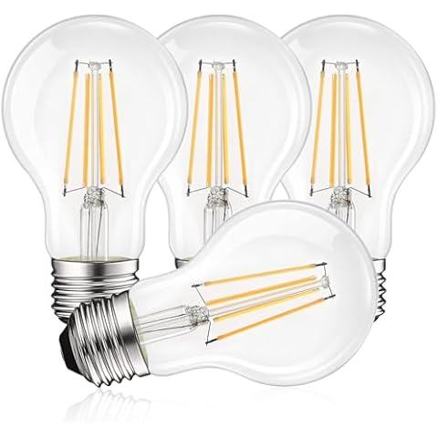 LUXRITE Vintage A19 LED Light Bulbs 60W Equivalent, 3000K Soft White Dimmable, 800 Lumens, Standard LED Edison Bulb 8W, UL Listed, E26 Base (4 Pack) Cover