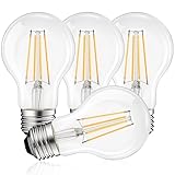 LUXRITE Vintage A19 LED Light Bulbs 60W Equivalent, 3000K Soft White Dimmable, 800 Lumens, Standard LED Edison Bulb 8W, UL Listed, E26 Base (4 Pack)