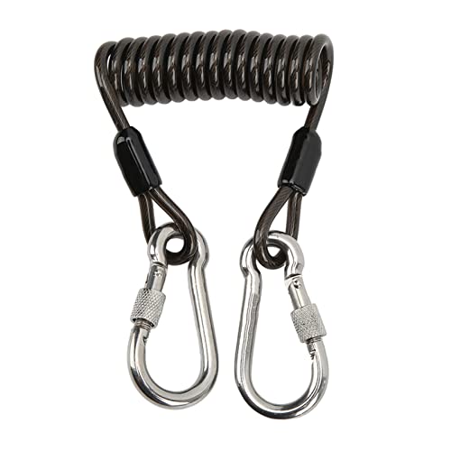 equlup Diving Camera Anti Lost Lanyard, Stainless Steel Camera Spring Coiled Lanyard with Rustproof Quick Release Buckle for Diving Outdoor Climbing