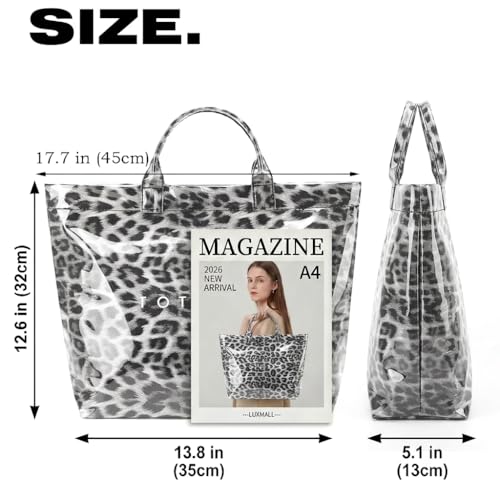 Image of PVC Tote Bag Gifts for Women Large Tote Purse Kraft Paper Letter Print Hobo Handbags for Work Beach Shopping Travel
