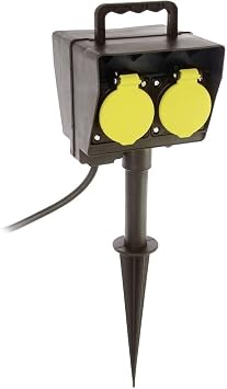 as - Schwabe 60680 Double Garden Socket with Ground Spike Black
