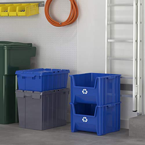 Readyspace 13018BLUERS Commercial Industrial Heavy Duty Stackable Open-Front Recycling Bin Box Containers thumb #2