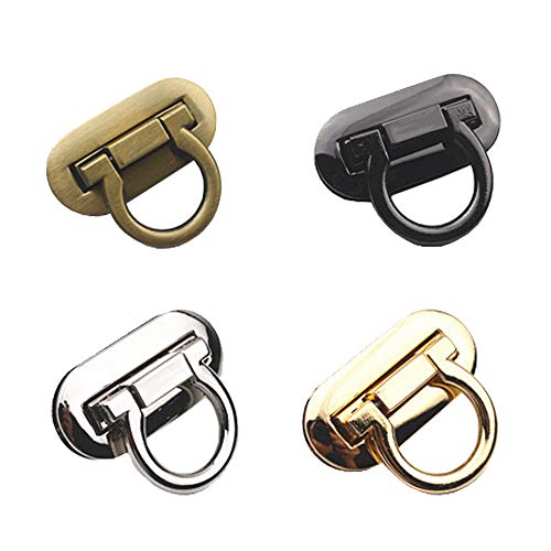 RAYNAG Set of 4 Ring Clasp Turn Lock Metal Hardware for DIY Handbag Shoulder Bag Closure Purse Making Supplies