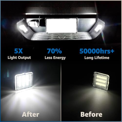 Image of LED License Plate Light Lamp Compatible with 2016-2023 Toyota Tacoma, 2014-2021 Toyota Tundra Pickup Truck, 6000K White License Plate Lights Tag Lamp, Pack of 2