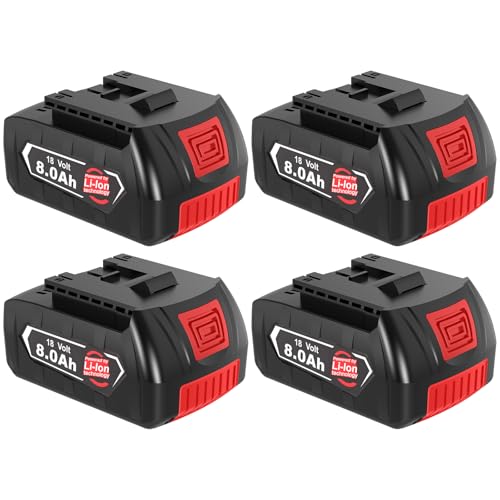 4pièces 8000mAh/8.0Ah Remplacement pour Bosch 18V Batterie Série GBA BAT609 BAT609G BAT618 BAT618G BAT619 BAT619G BAT610G BAT610 BAT612 BAT622