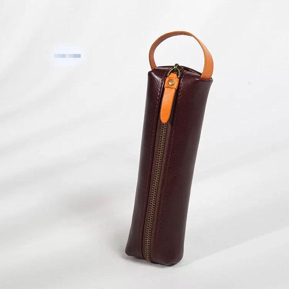 Funda Gafas Estuche Gafas Fundas De Gafas Eyeglass Funda Artesanía De Cuero Productos De Cuero Bronceado Vegetal Caja Grande Lápiz Bolsa De Almacenamiento Caja De Vidrios Caja De Cosméticos-Café