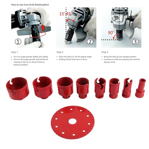 Kit 9 Piezas Brocas de Núcleo acero 45 para Azulejos miniatura 5