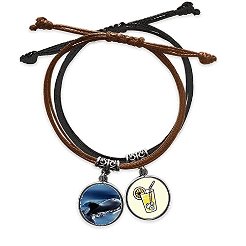 Bracelet corde mer baleine en cuir et chaîne de poignet photo nature unique