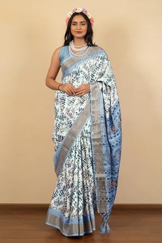 Image of MIRCHI FASHION Women Saree Cotton Silk Batik Block Printed | Breathable Office Wear and Regular Use Sari with Blouse Piece