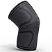 Compression Knee Sleeve Brace (Black - Grey, Large)