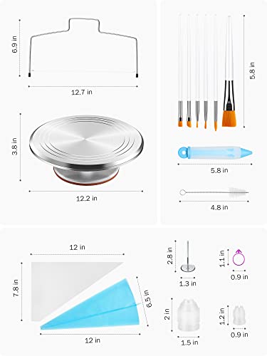 Kootek 177 Pcs Cake Decorating Kits Supplies - Aluminium Alloy Revolving Cake Turntable, Numbered Cake Decorating Tips And Frosting Tools For Baking Cupcake Cookie Muffin Kitchen Utensils #TOP1
