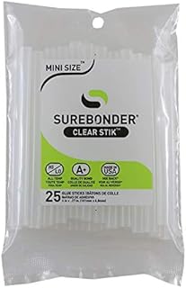 Surebonder Bastões de cola quente"Clear Stik" para todas as temperaturas - tamanho mini 10 cm C, 8 mm D - pacote com 25 - Todos os fins, feitos nos EUA (DT-25)