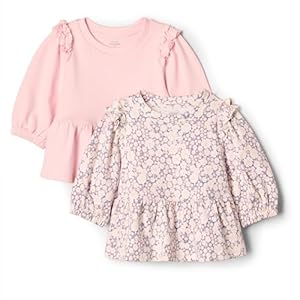 Amazon Essentials x Sofia Grainge Top de Punto con Mangas 3/4 Bebé y Niña Pequeña, Pack de 2