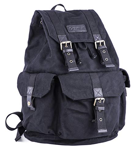 GOOTIUM 21101BLK Specially High Density Thick Canvas Backpack Rucksack,Black