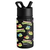 Simple Modern Kids Summit Water Bottle with Straw lid | Teenage Mutant Ninja 14oz Turtles Stainless Steel Cup Insulated Tumbler for Toddlers, Boys, School | TMNT Turtles Unite