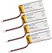 MakerHawk 4 Pack 3.7V 1000mAh LiPo Battery Rechargeable 1S 102050 Lithium Polymer Batteries with Dual Protection Board, Micro JST 2.0 Connector Plug for Electronic Device