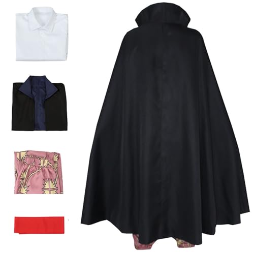 Unisex Men Anime Long Black Cloak Cape Cosplay Costume Uniform Shirt Pants Halloween Outfits Full Set (Black M)