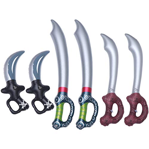 BESPORTBLE 6 peças de espadas de pirata infláveis de PVC para crianças, acessórios de cosplay, artig