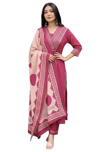 Image of ANNI Designer Women's Rayon Viscose Straight Printed Kurta with Pant & Dupatta Set | Ethnic 3-Piece Readymade Suit for Women | Elegant Festive & Office Wear Traditional Outfit