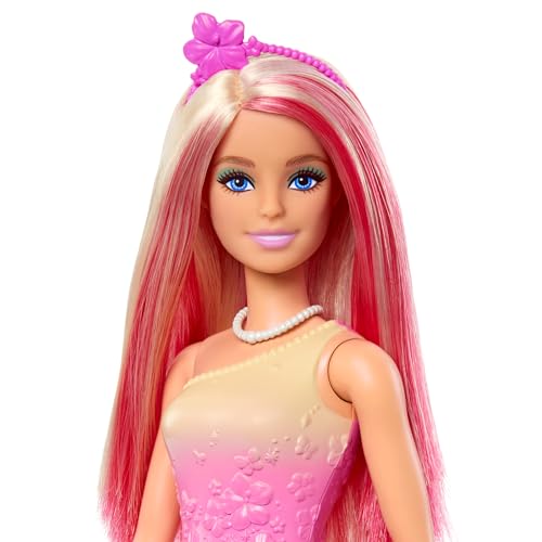 Barbie Poupées Sirènes avec Cheveux Fantaisie et Serre-tête, Jouets sirènes avec Bustiers inspirés de Coquillages et nageoires colorées, HRR08