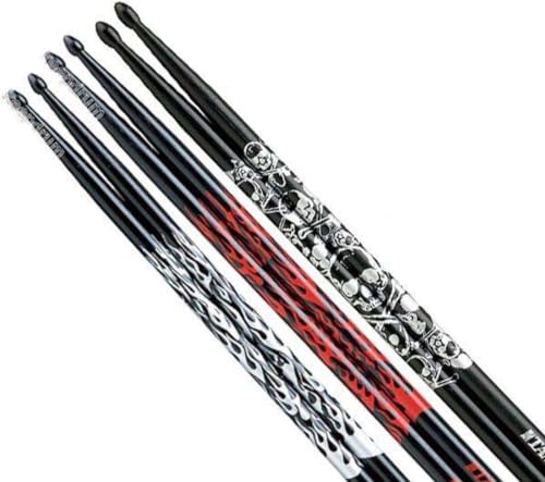 Baguettes TAMA 5A lot de 3 paires en rouge et argent pour batteur